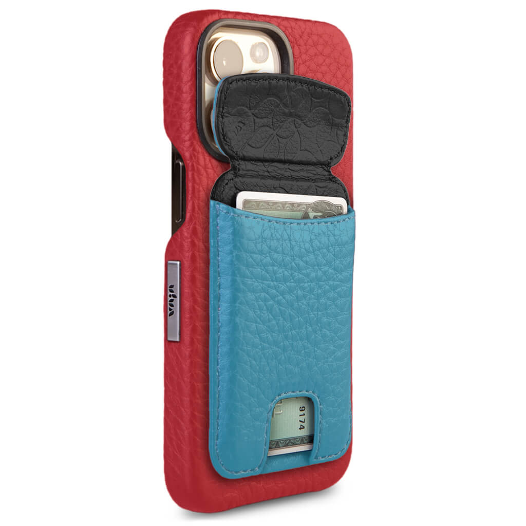 Custom V-Mag iPhone 15 Pro Max leather case + V-Mag Mini Wallet - Vaja