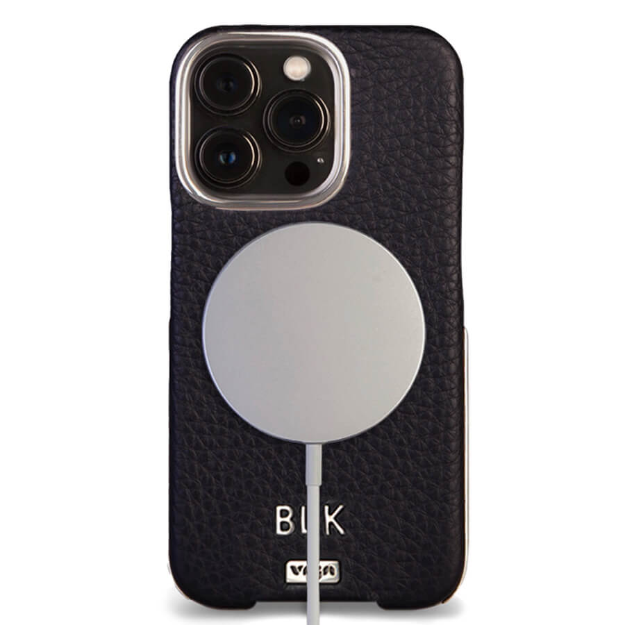 Custom Silver Grip iPhone 14 Pro Max leather case - Vaja