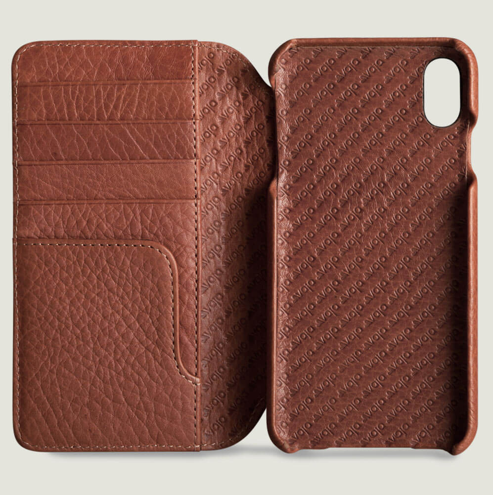 Wallet Wood iPhone Xs Max Leather Case - Vaja