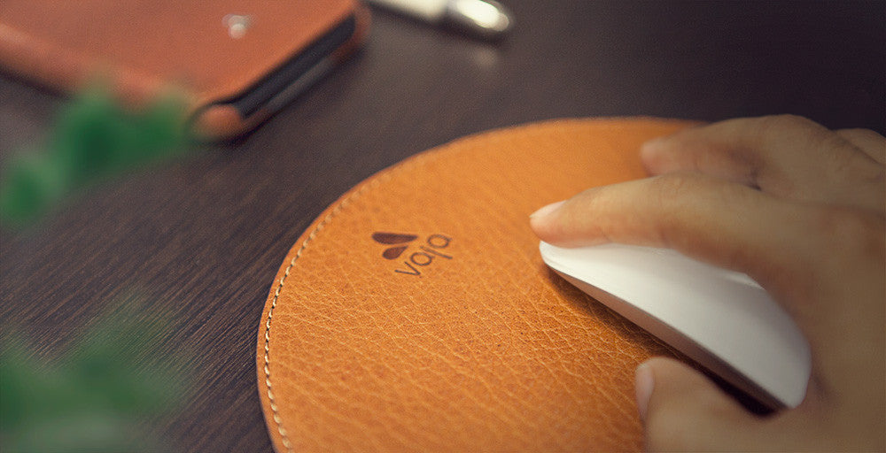 Leather Round Mouse Pad - Vaja
