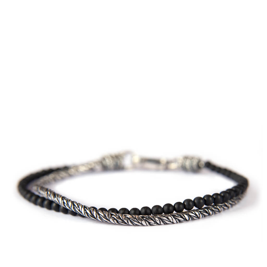 Catania Bracelet Onix & Sterling Silver - G 8.7"