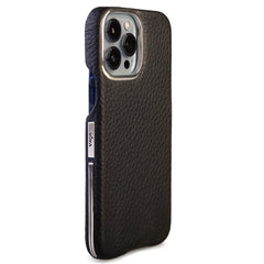 Custom V-Mag Silver Leather Case for iPhone 15 Pro Max