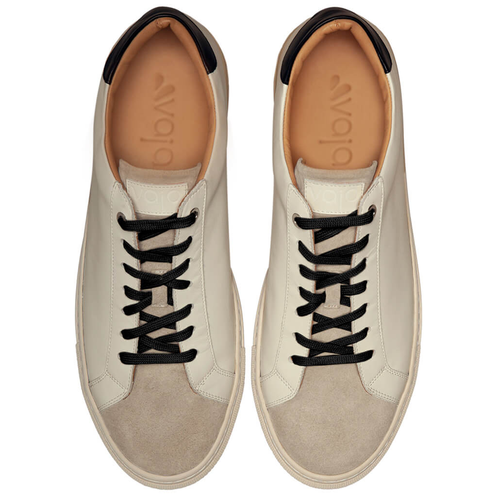 Urban White &amp; Grey Leather Sneakers - Vaja