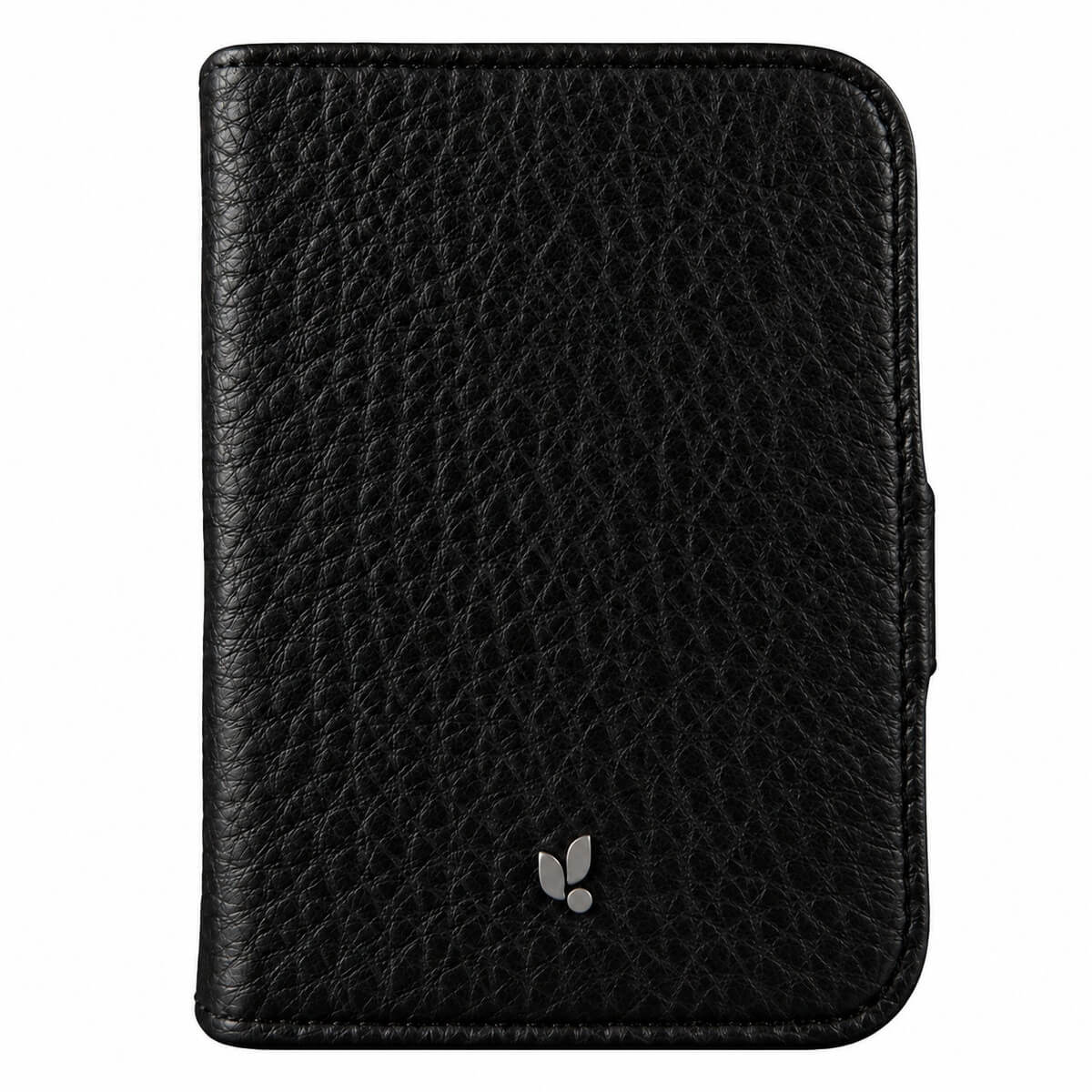 Leather Wallet Wrap with Aramid Shell for iPhone Duo in Floater Black, closed - Vaja