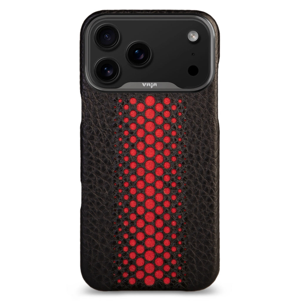 Handmade leather Grip case for iPhone 17 Pro Max GTX Black and Rosso Handmade leather Grip case for iPhone 17 Pro Max GTX Black and Rosso
