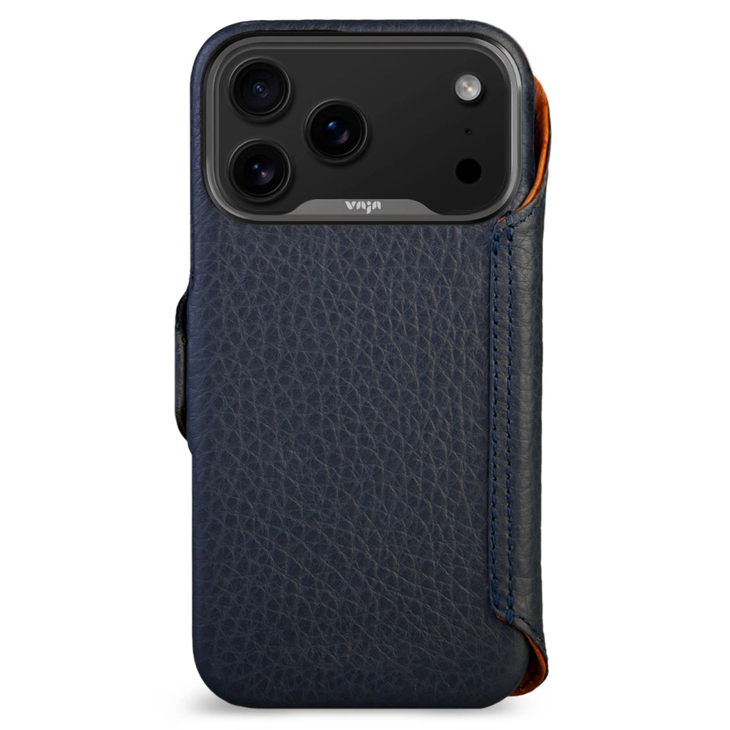 Handcrafted iPhone 17 Pro Max wallet case with RFID-secure card slots Floater Indigo Handcrafted iPhone 17 Pro Max wallet case with RFID-secure card slots Floater Indigo