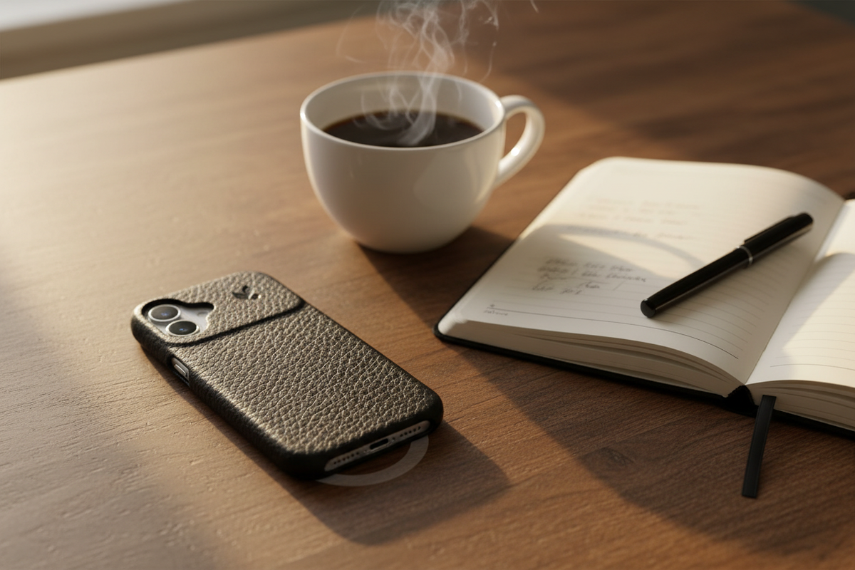 Grip iPhone 17 leather case with MagSafe - Vaja