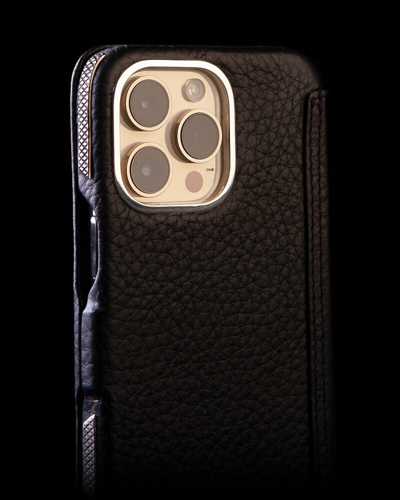 iPhone 14 Pro Max leather case Folio Silver