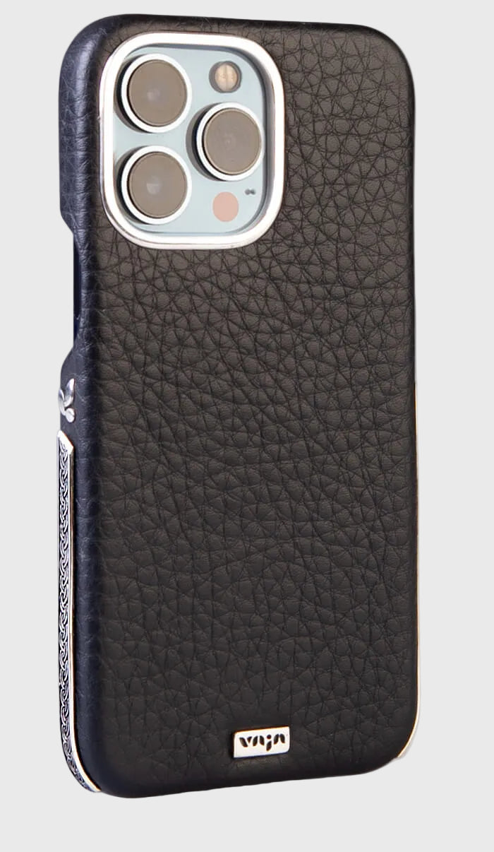 iphone 14 leather case grip silver ready to ship