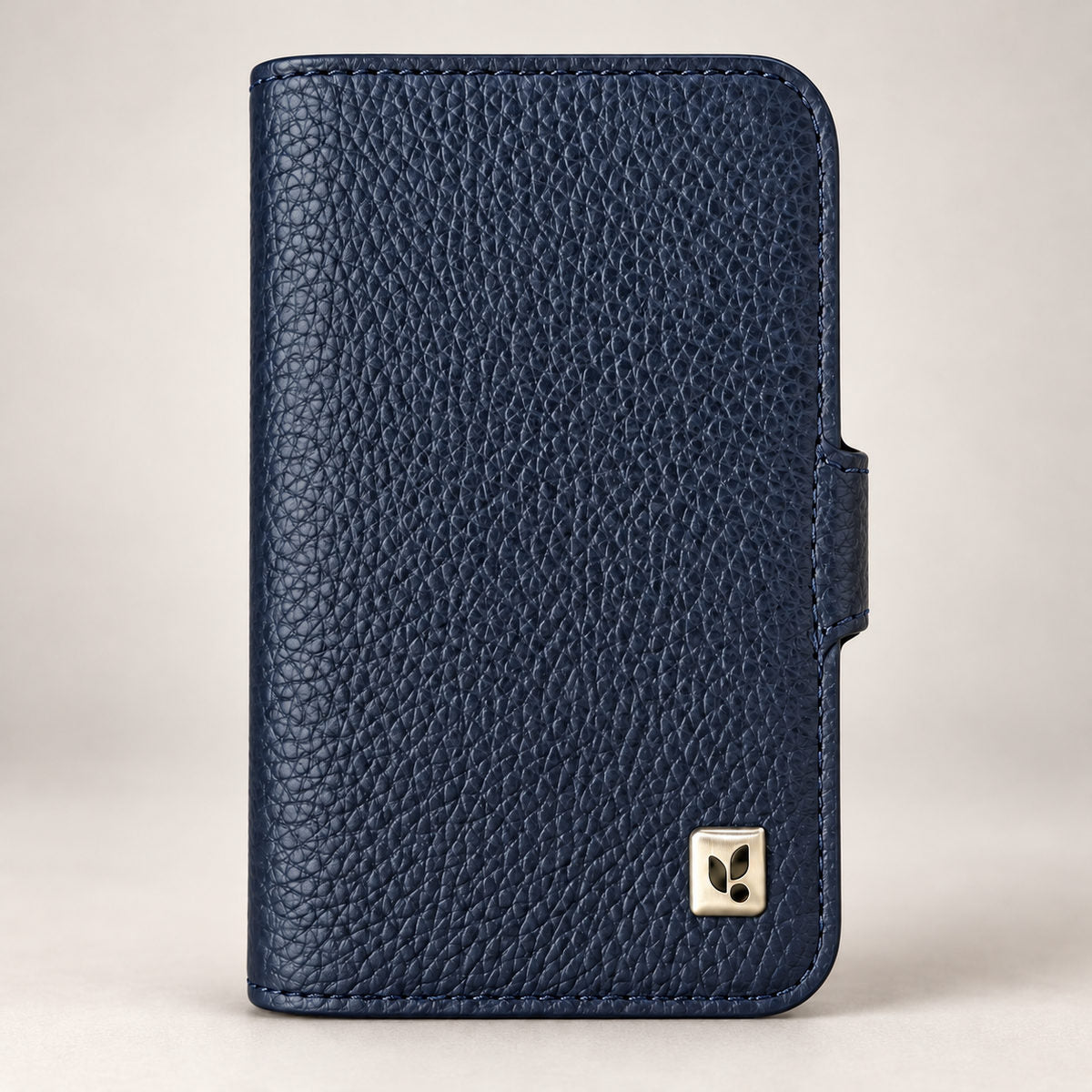 Folio iPhone Duo Leather Case in Floater Indigo, front view - Vaja