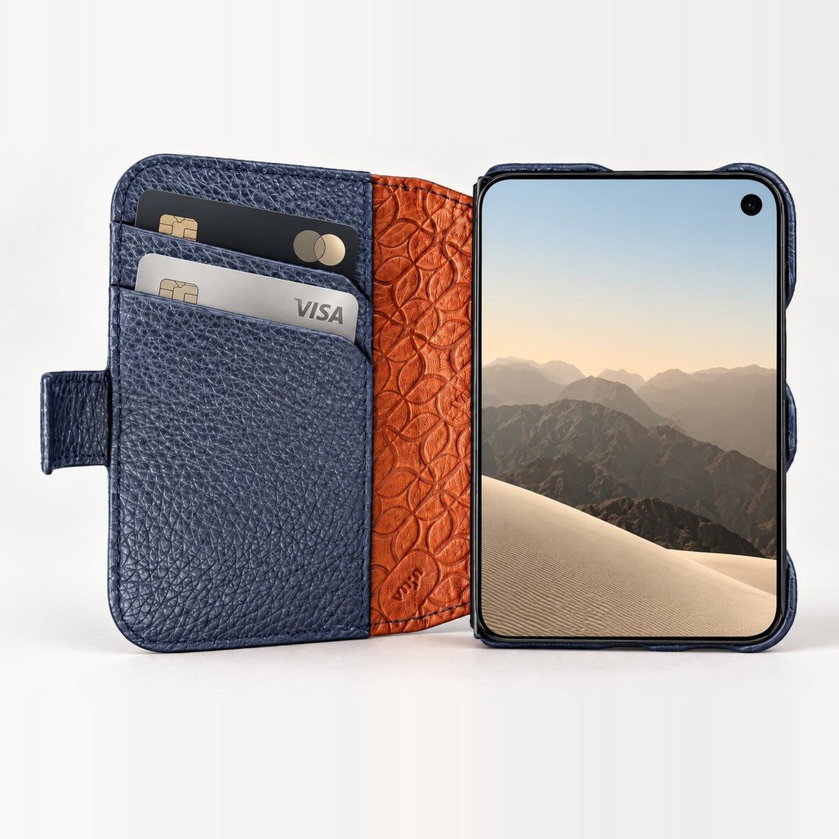 Wallet iPhone Duo Leather Case in Floater Indigo - Vaja
