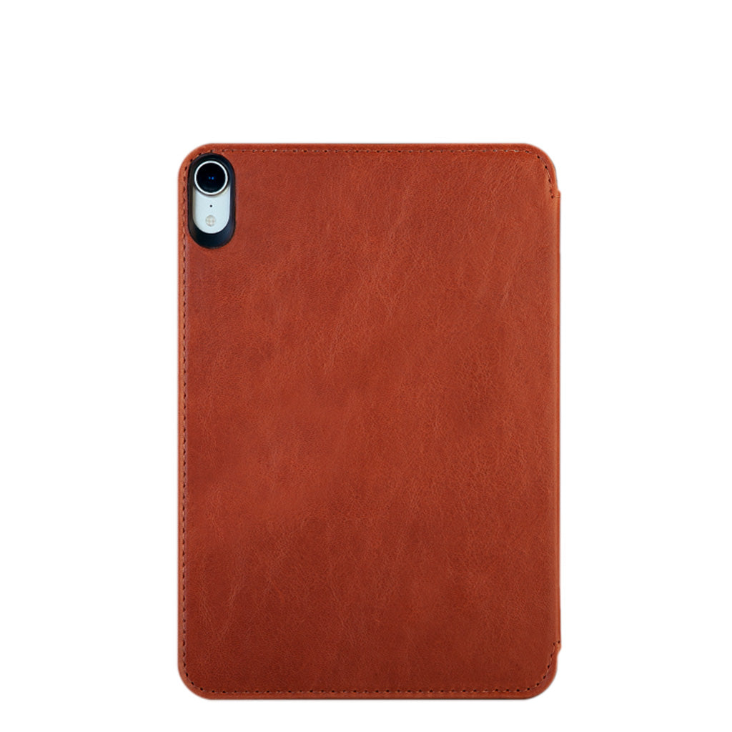 iPad Air (2020) and iPad Pro 11 Zippered Leather Pouch - Floater Black and Bridge Saddle Tan