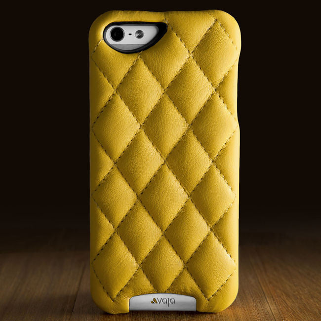 Grip Matelassé - Quilted Leather iPhone SE Case - Lemon Drop