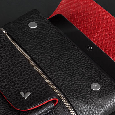 Small Messenger Bag - for iPad mini 4 & 7" tablets - Black and Rosso