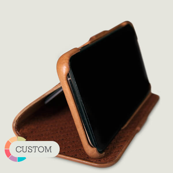 Custom Folio Wallet Stand iPhone Xs Max Leather Case - Vaja