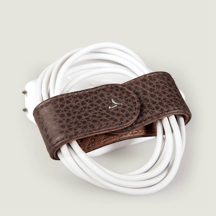 Leather Bow Cord Organizer - Floater Dark Brown