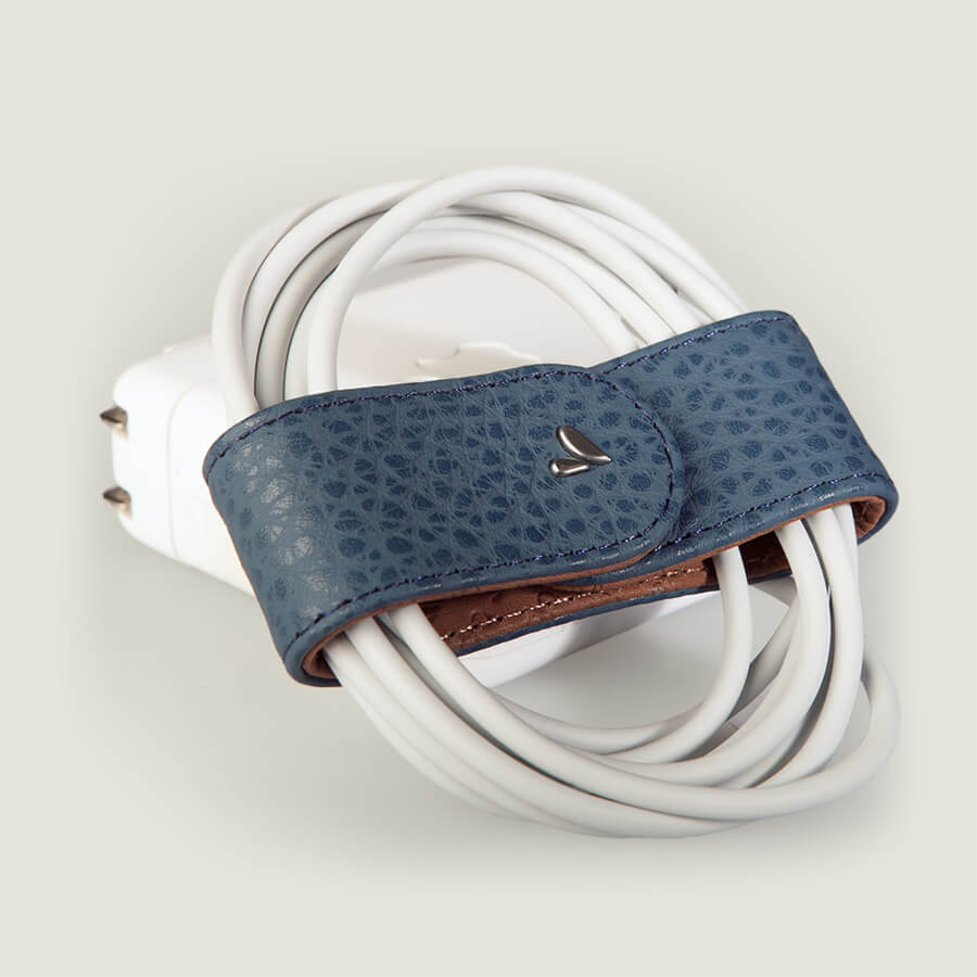 Leather Bow Cord Organizer - Floater Crown Blue
