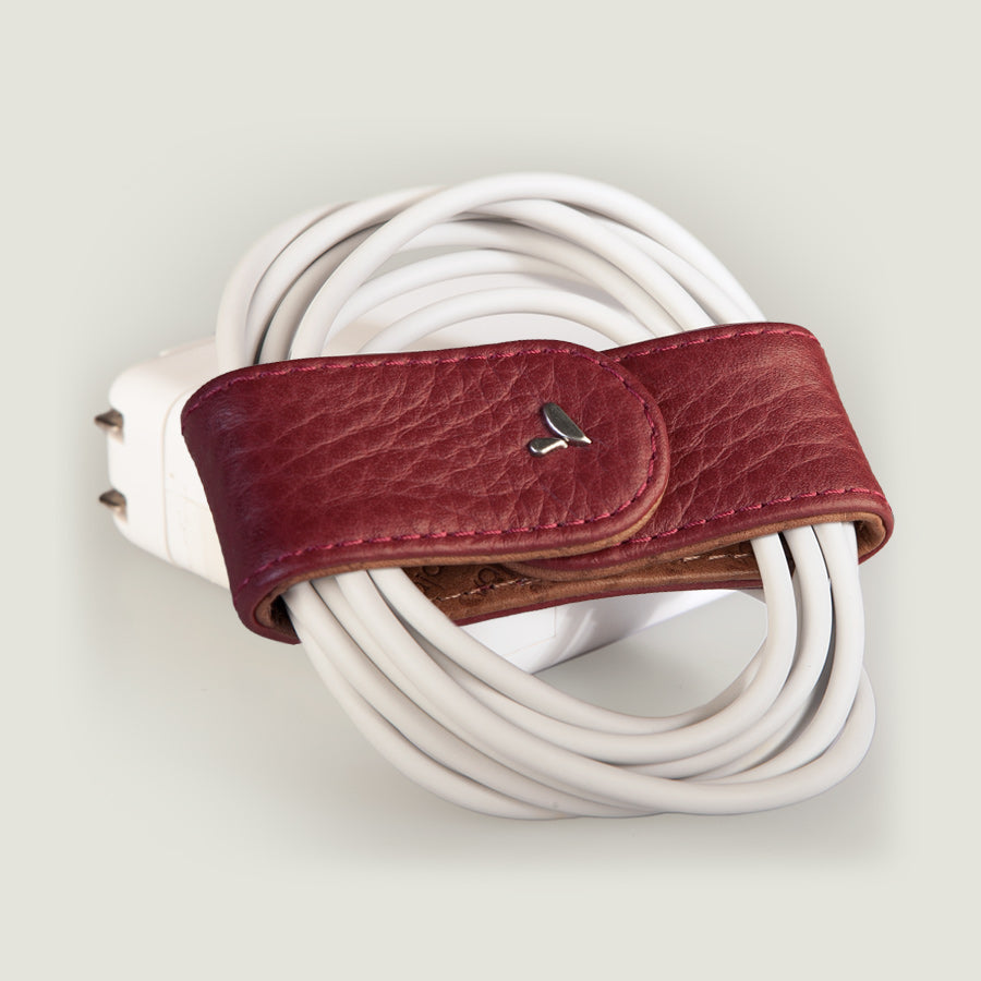 Leather Bow Cord Organizer - Floater Ruby Wine