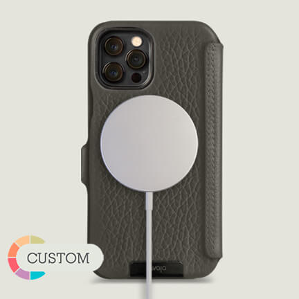 Customizable iPhone 12 & 12 pro Folio leather case with MagSafe - Vaja