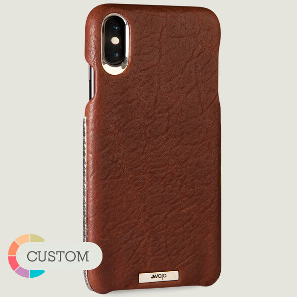 Custom Grip Silver iPhone Xs Max Leather Case - Vaja