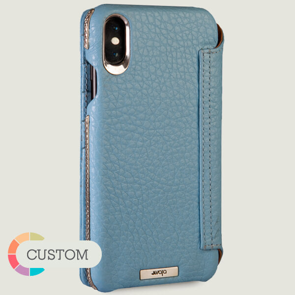 Custom Wallet Silver iPhone Xs Max Leather Case - Vaja