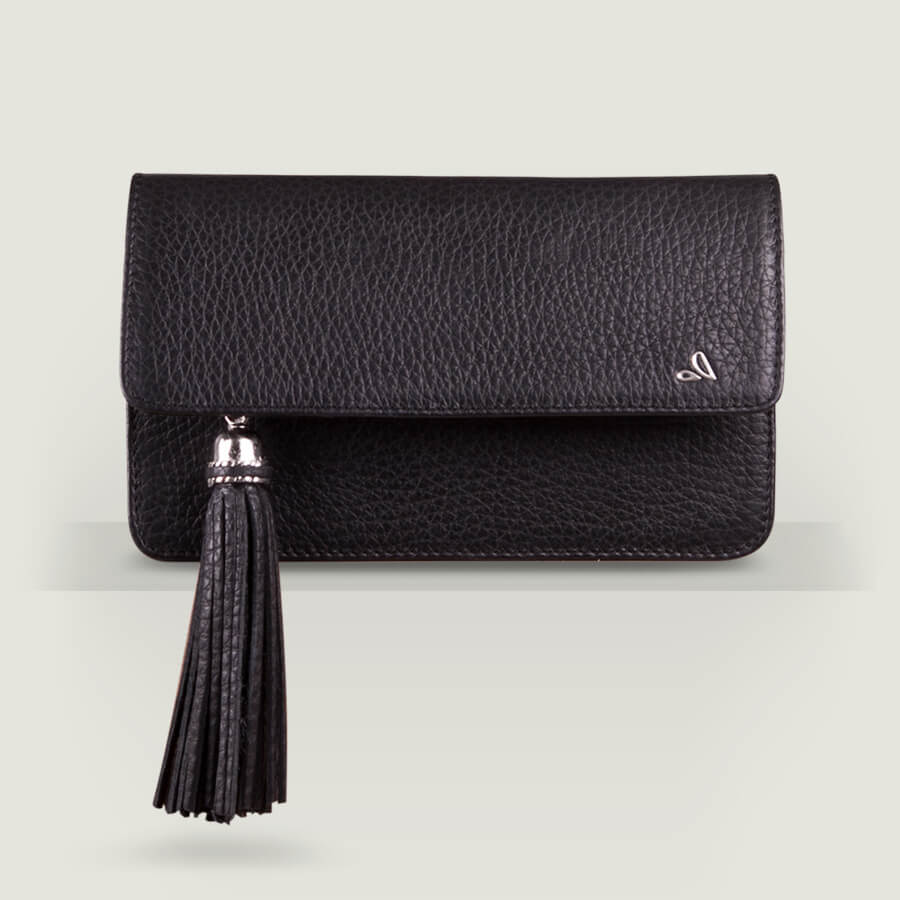 Alma Leather Clutch - Floater Black