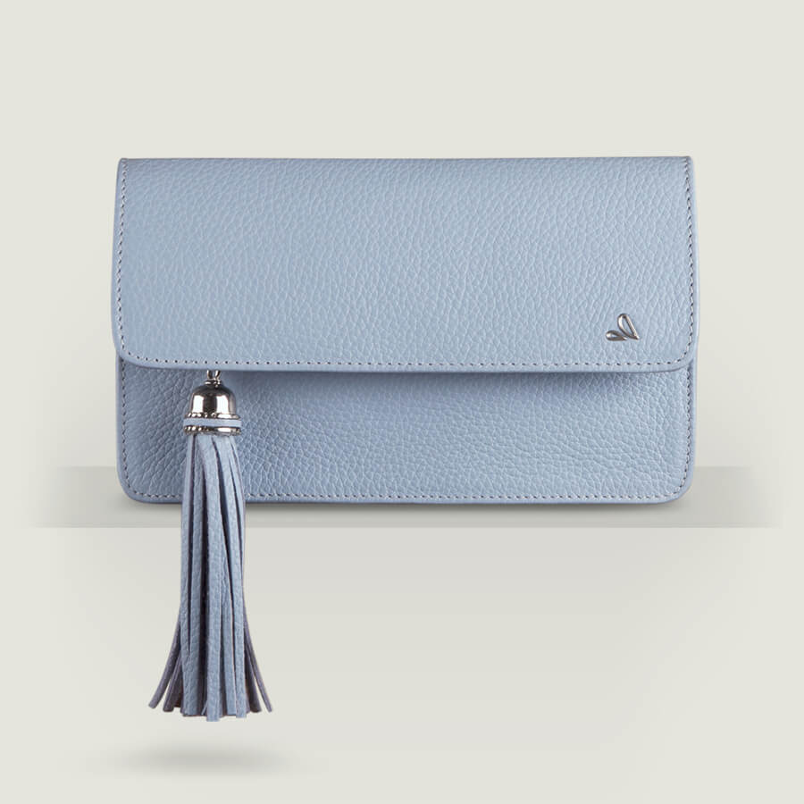 Alma Leather Clutch - Floater Sky Blue
