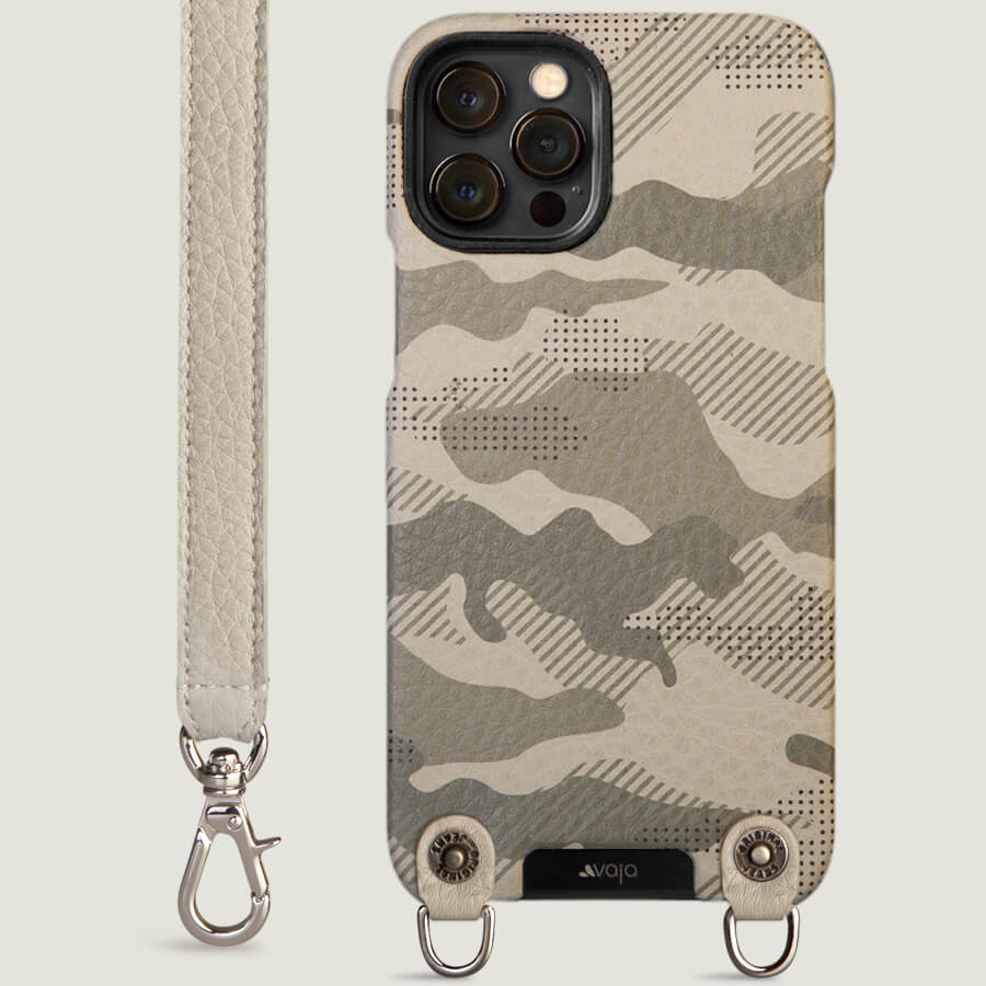 Crossbody iPhone 12 Pro Max leather case with magsafe - Floater Camo Latte