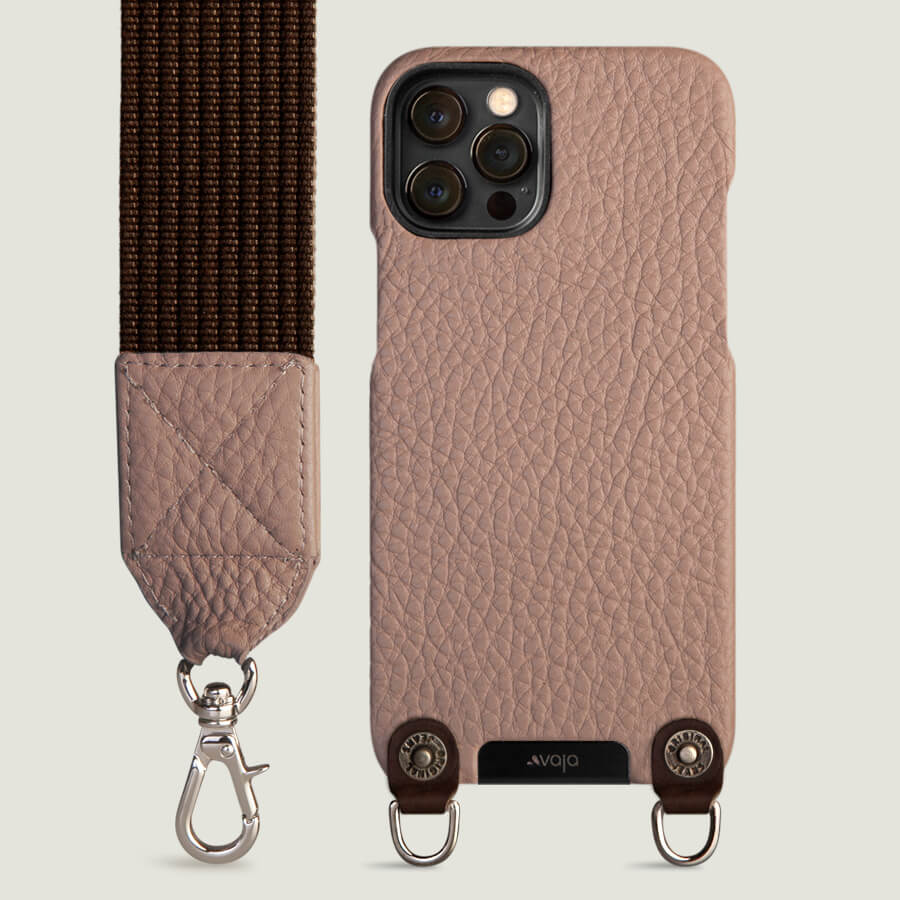 Effortlessly Chic iPhone 12 Crossbody Leather Case Floater Camo Latte