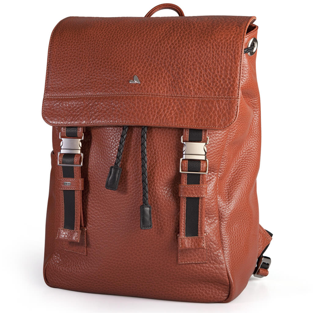 bagga leather backpack Soualiga Black Full Grain De Maarten Leather 100% recycled polyester The Hagen Backpack | Vintage