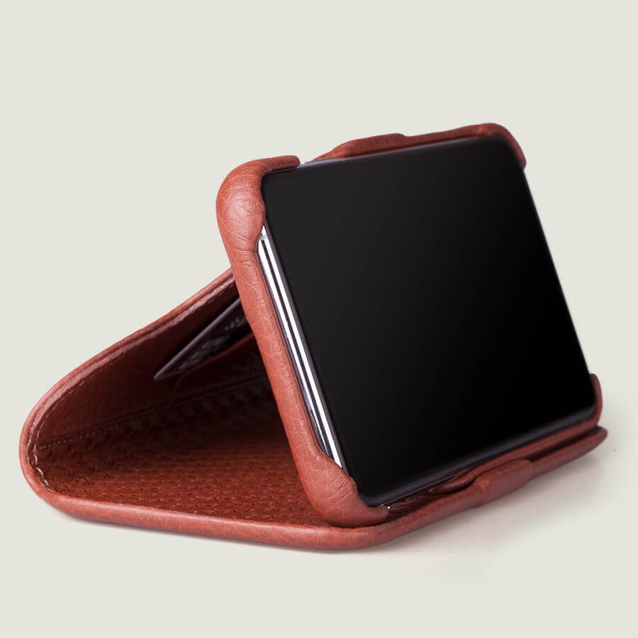 Folio Stand iPhone 11 Pro Max wallet leather case - Floater Saddle Tan