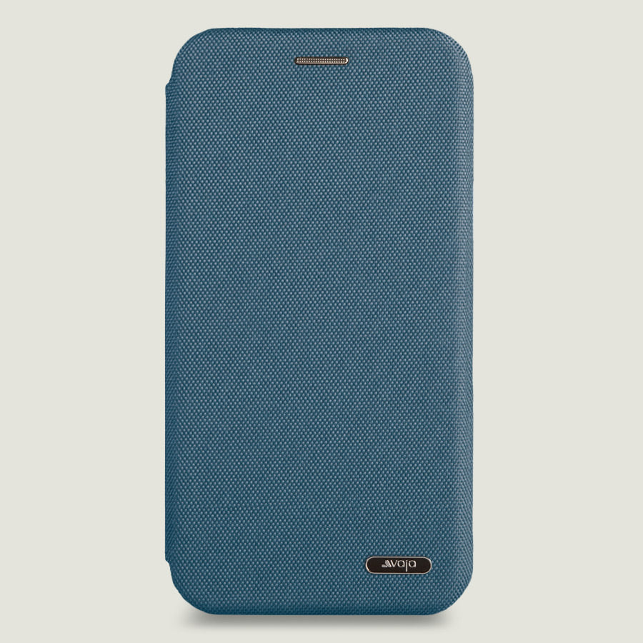 Folio Stand Cordura iPhone Xr Fabric Case - Adriatic Blue