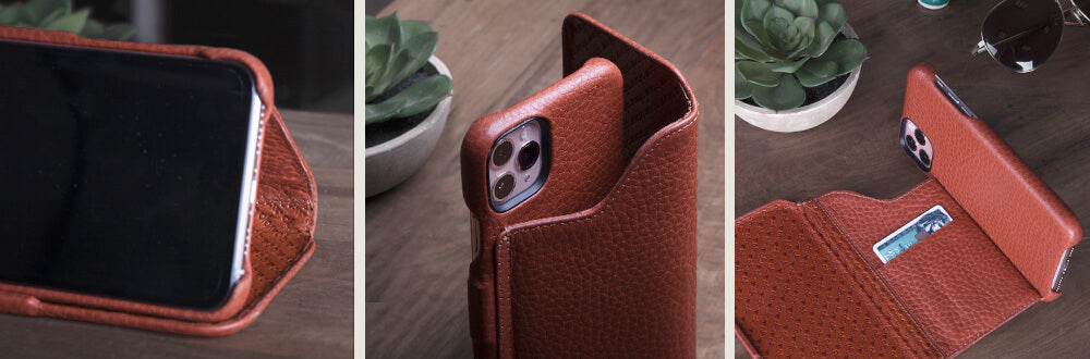 Premium Leather Folio Wallet Case for iPhone 11 Pro Max - Red
