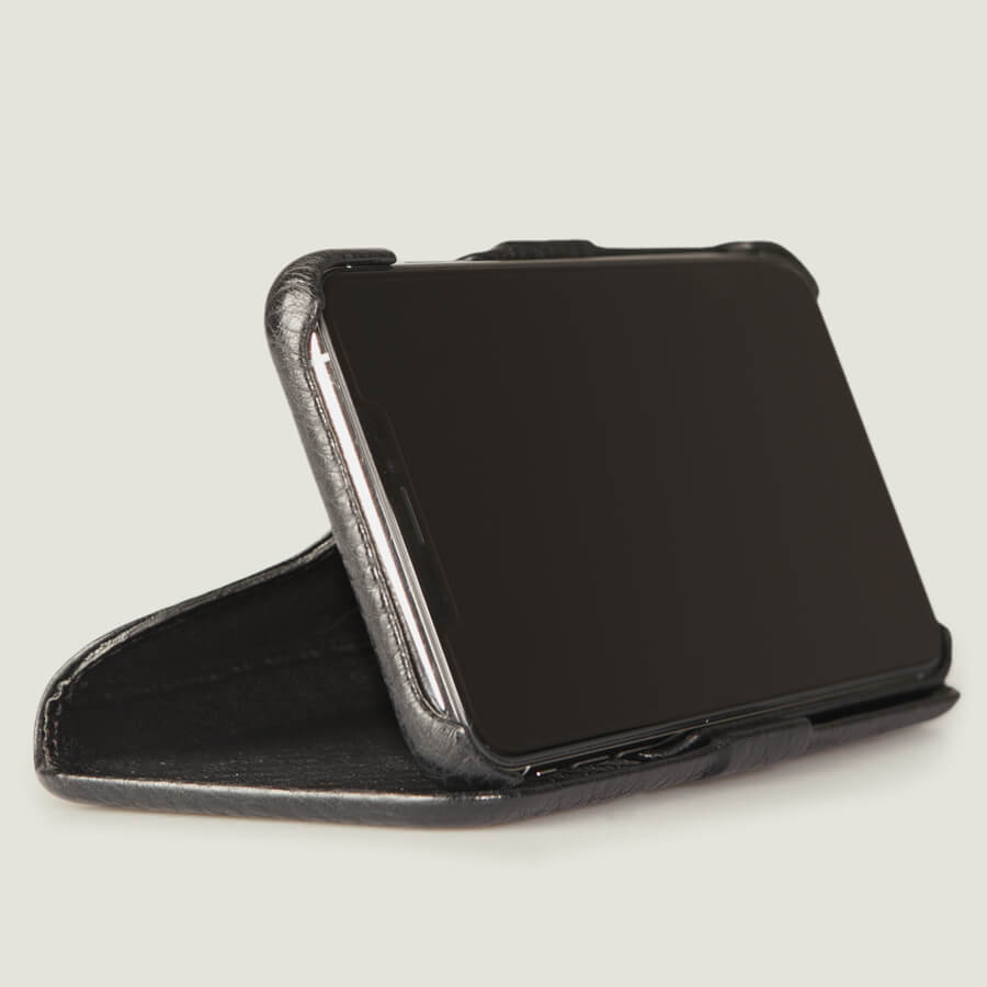 Folio Wallet Stand iPhone Xs Max Leather Case - Floater Black