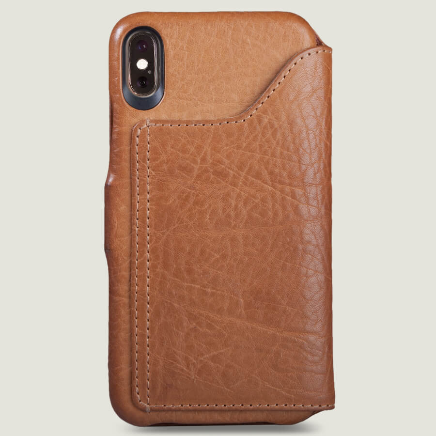 Folio Wallet Stand iPhone Xs Max Leather Case - Vaja