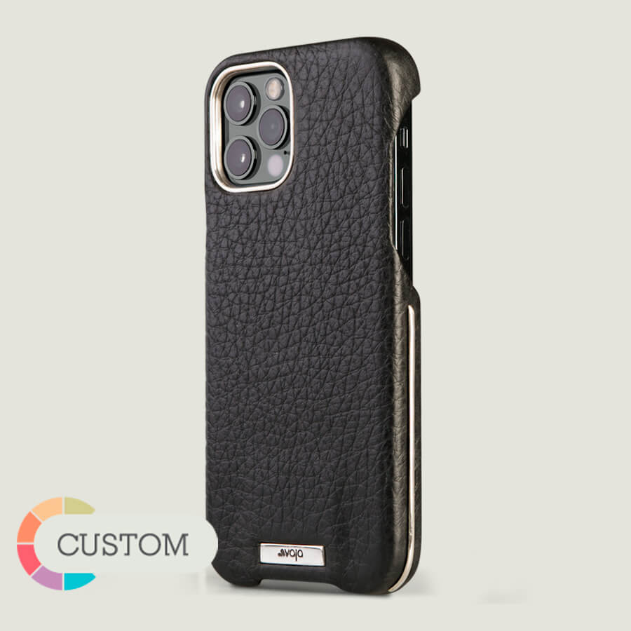 Customizable Silver Grip iPhone 12 & 12 Pro Leather Case - Vaja