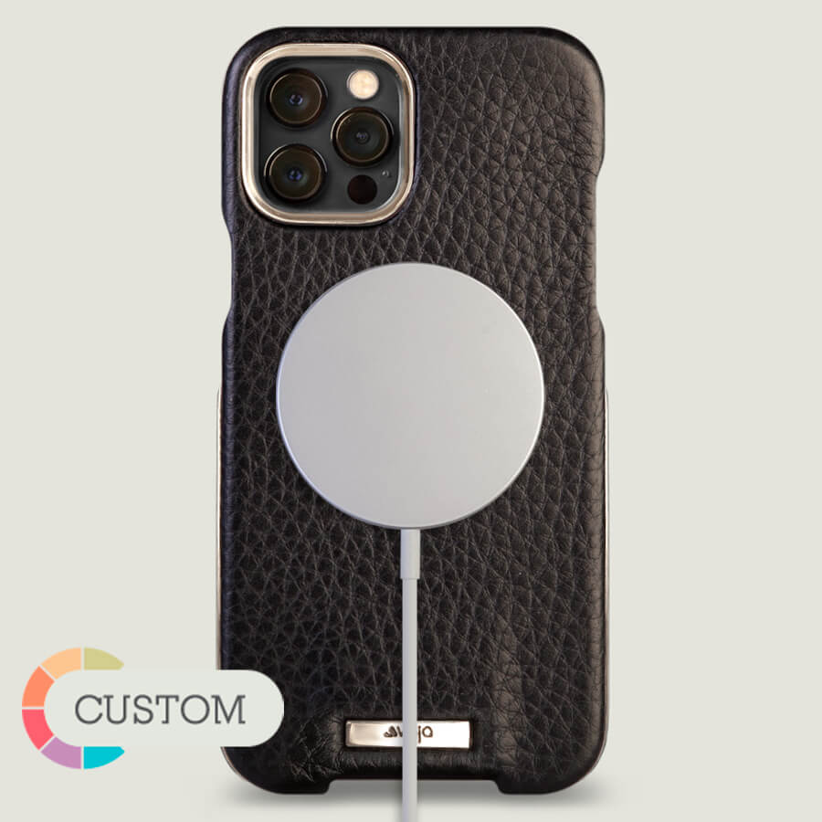 Customizable Silver Grip iPhone 12 Pro Max Leather Case - Vaja