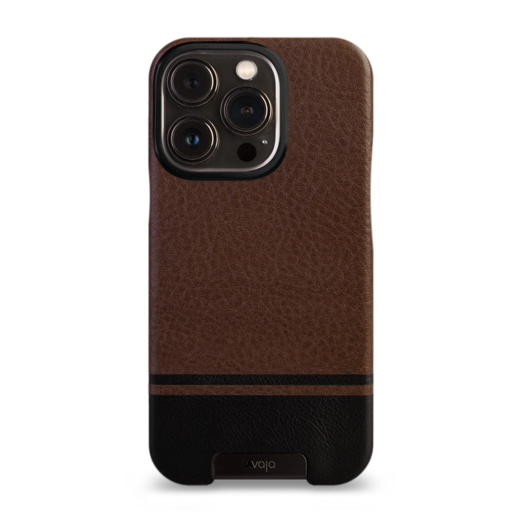 Grip iPhone 13 Pro MagSafe leather case - STR Black and Tabaco