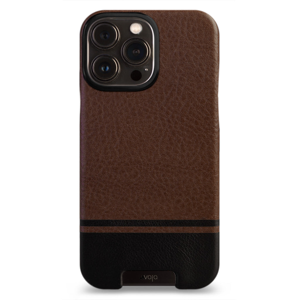 Grip iPhone 13 Pro Max leather case with MagSafe - STR Black and Tabaco