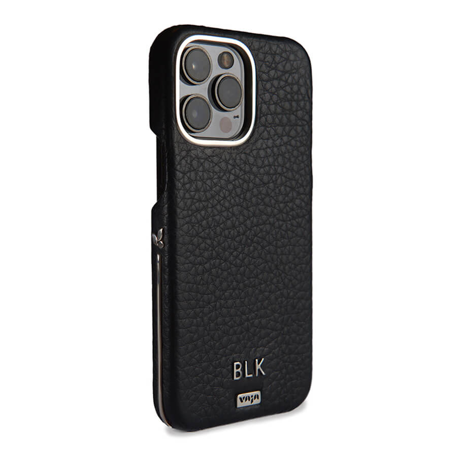 Custom Silver Grip iPhone 14 Pro leather case - Vaja