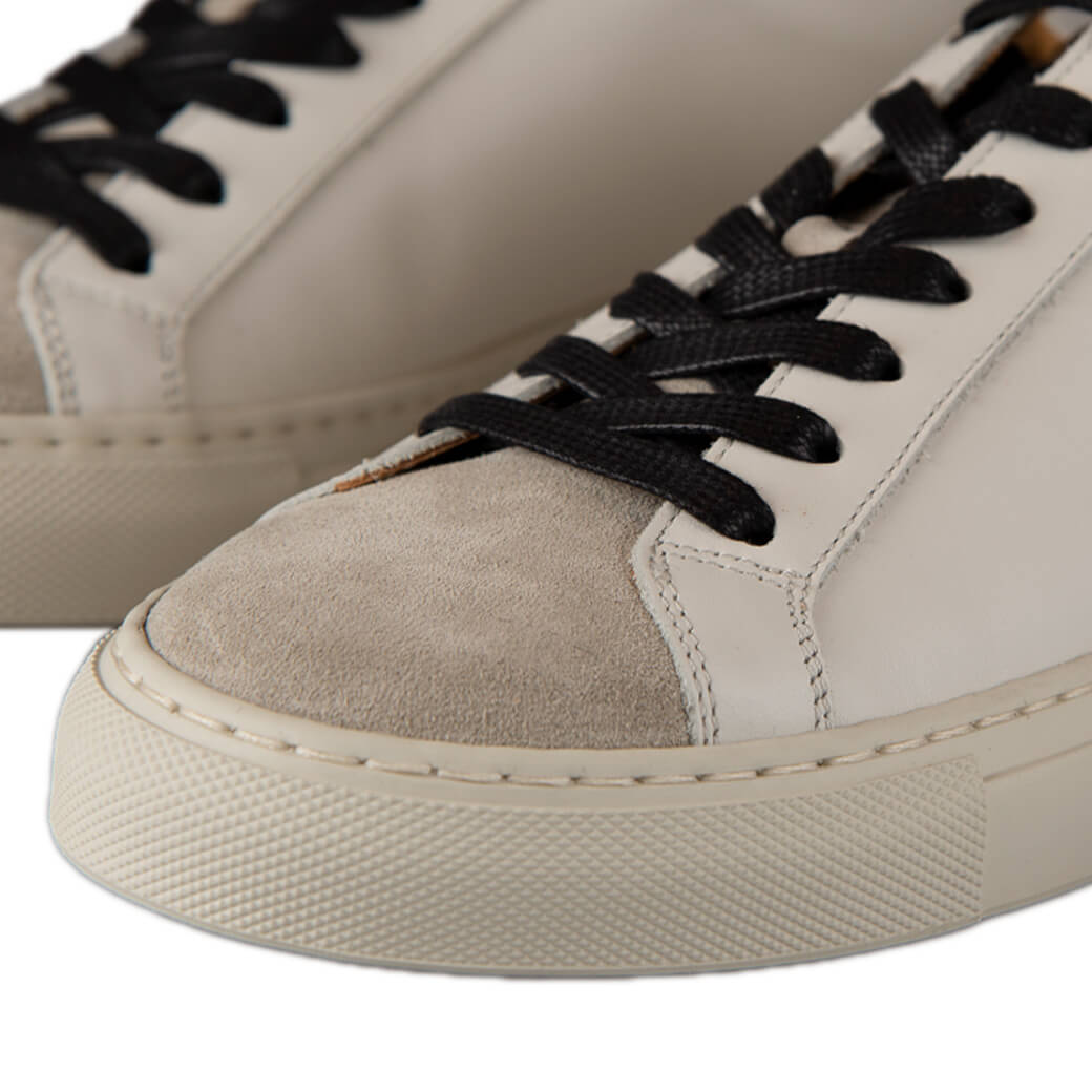 Urban White &amp; Grey Leather Sneakers - Vaja