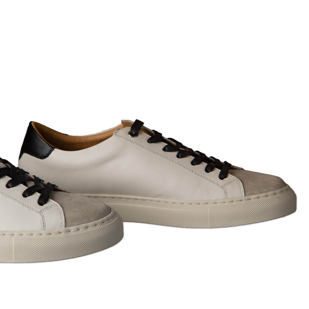 Urban White & Grey Leather Sneakers - Vaja