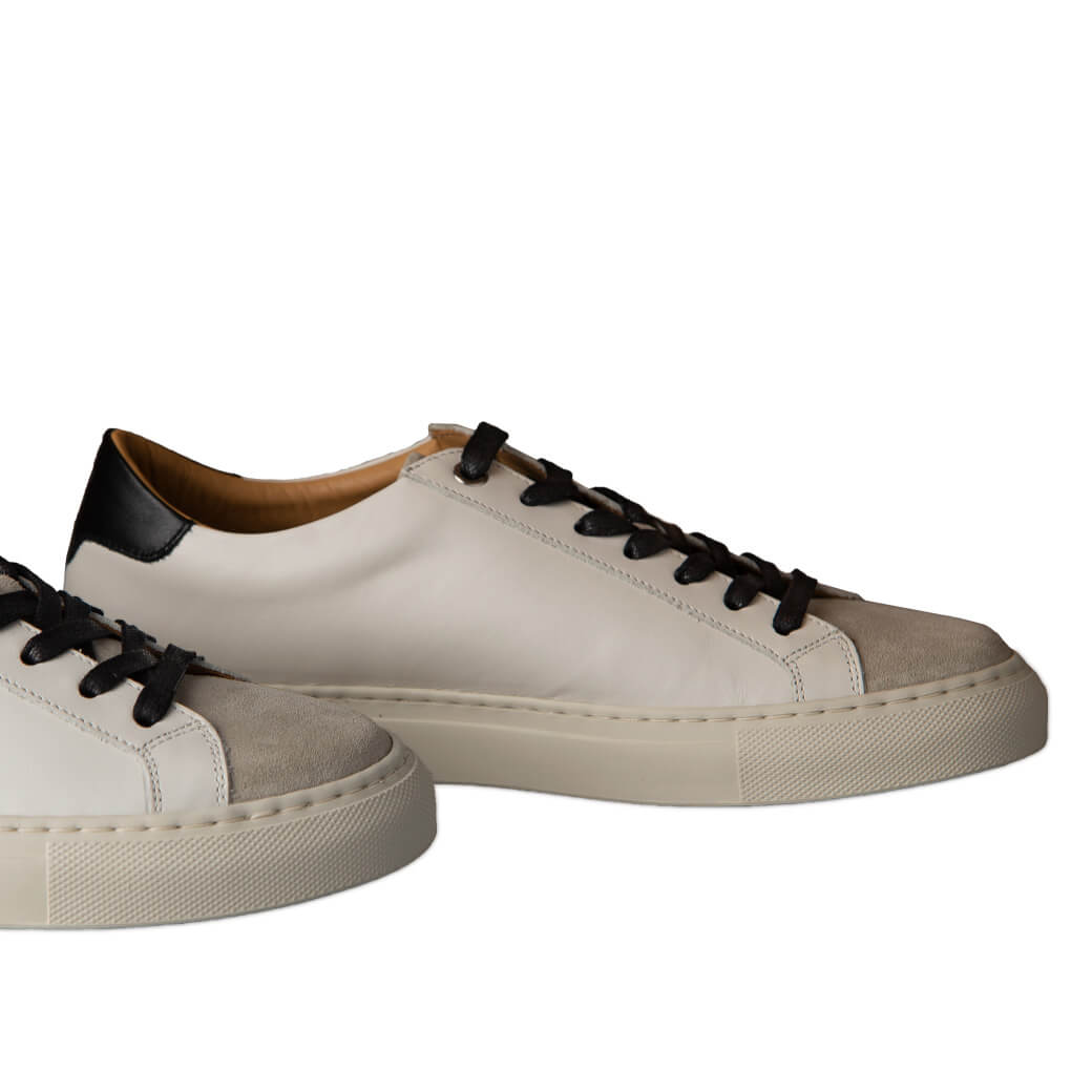 Urban White &amp; Grey Leather Sneakers - Vaja