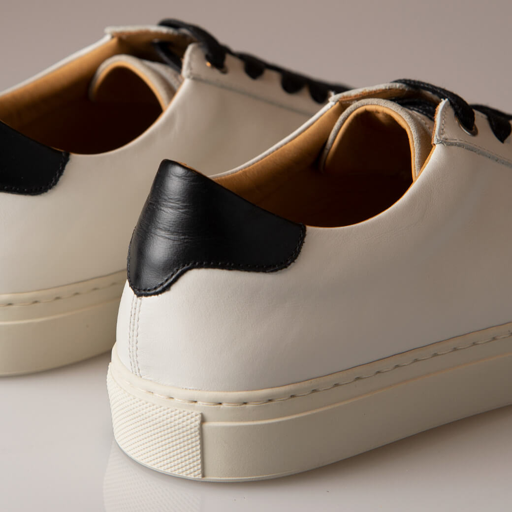 Urban White &amp; Grey Leather Sneakers - Vaja