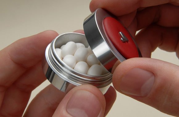 Aluminum Keeper - Premium Leather Pill Box - Vaja