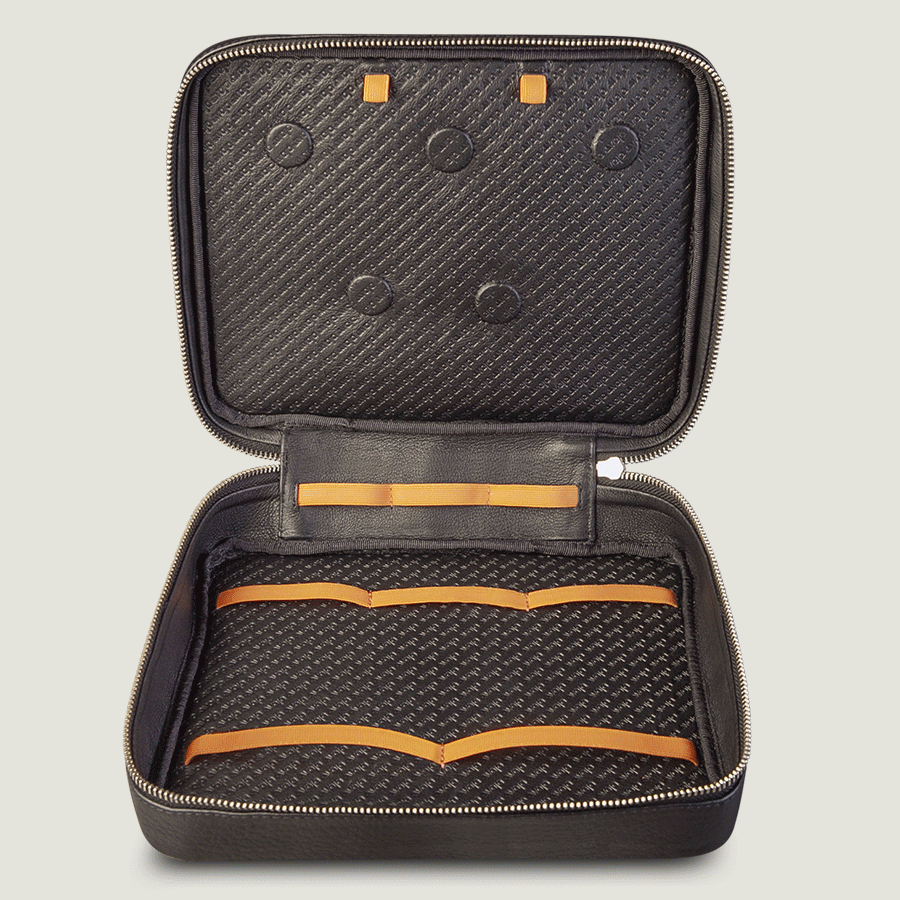 Vaja Leather Cable Organizer - The Travel Essential - Floater Black and C Black