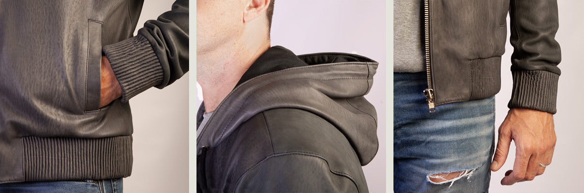 Luca Designs Men's Hood Leather Jacket