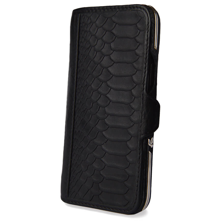 Custom Silver Kobra Wallet iPhone 14 Pro Max leather case - Vaja