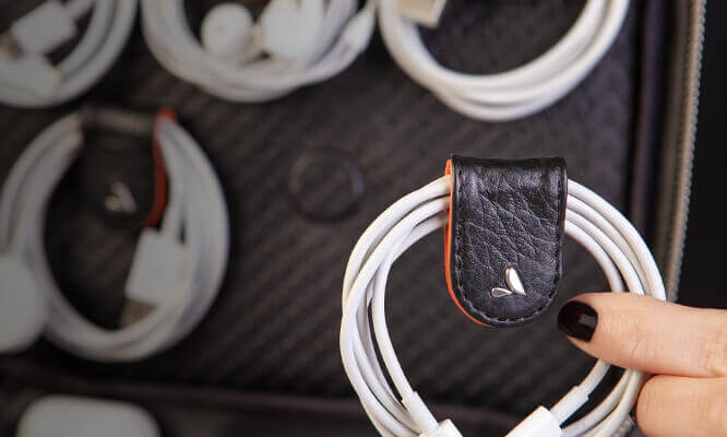 Leather travel cord organizer deals