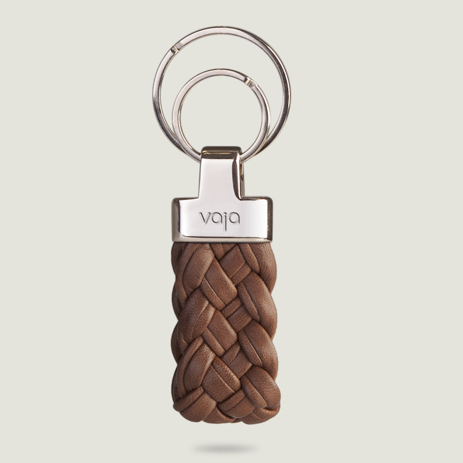 Trenzao leather key ring - Bridge Tabaco